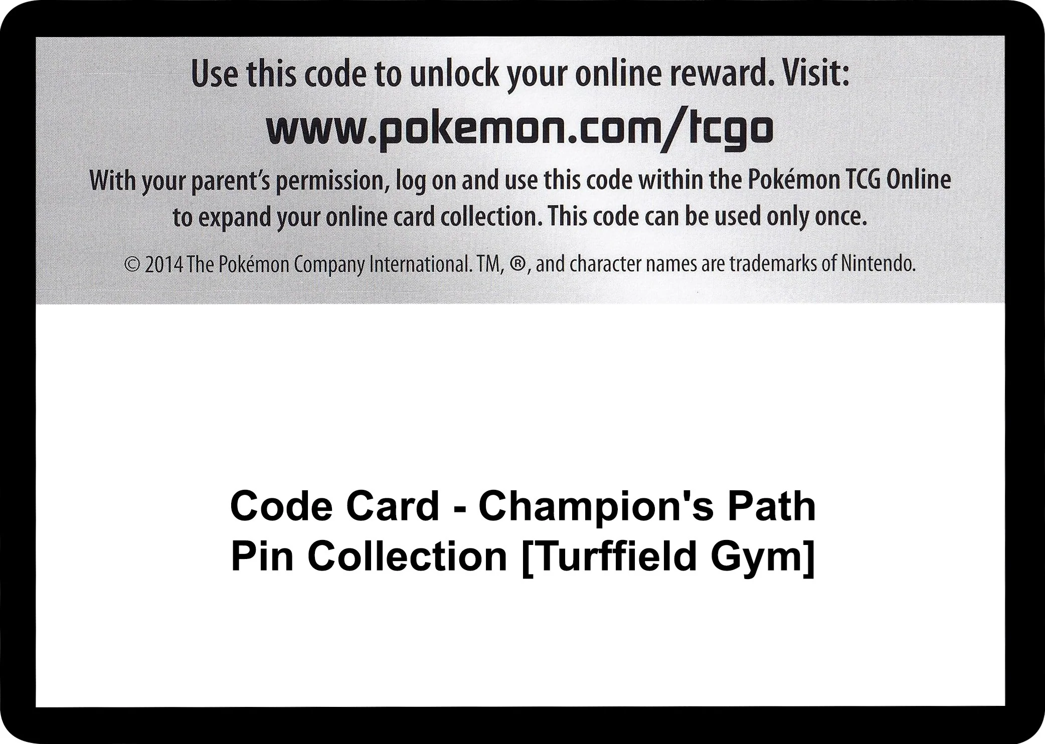 Code Card - Champion's Path Pin Collection [Turffield Gym] (Champion's Path) (CHP)