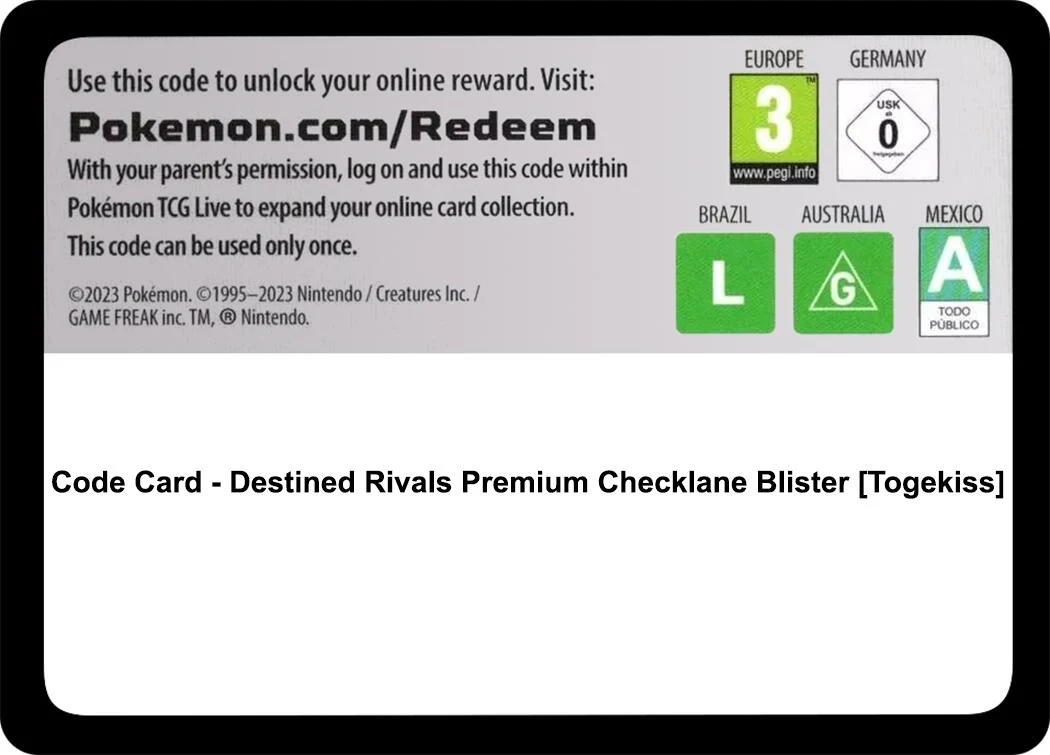 Code Card - Destined Rivals Premium Checklane Blister [Togekiss] (SV10: Destined Rivals)