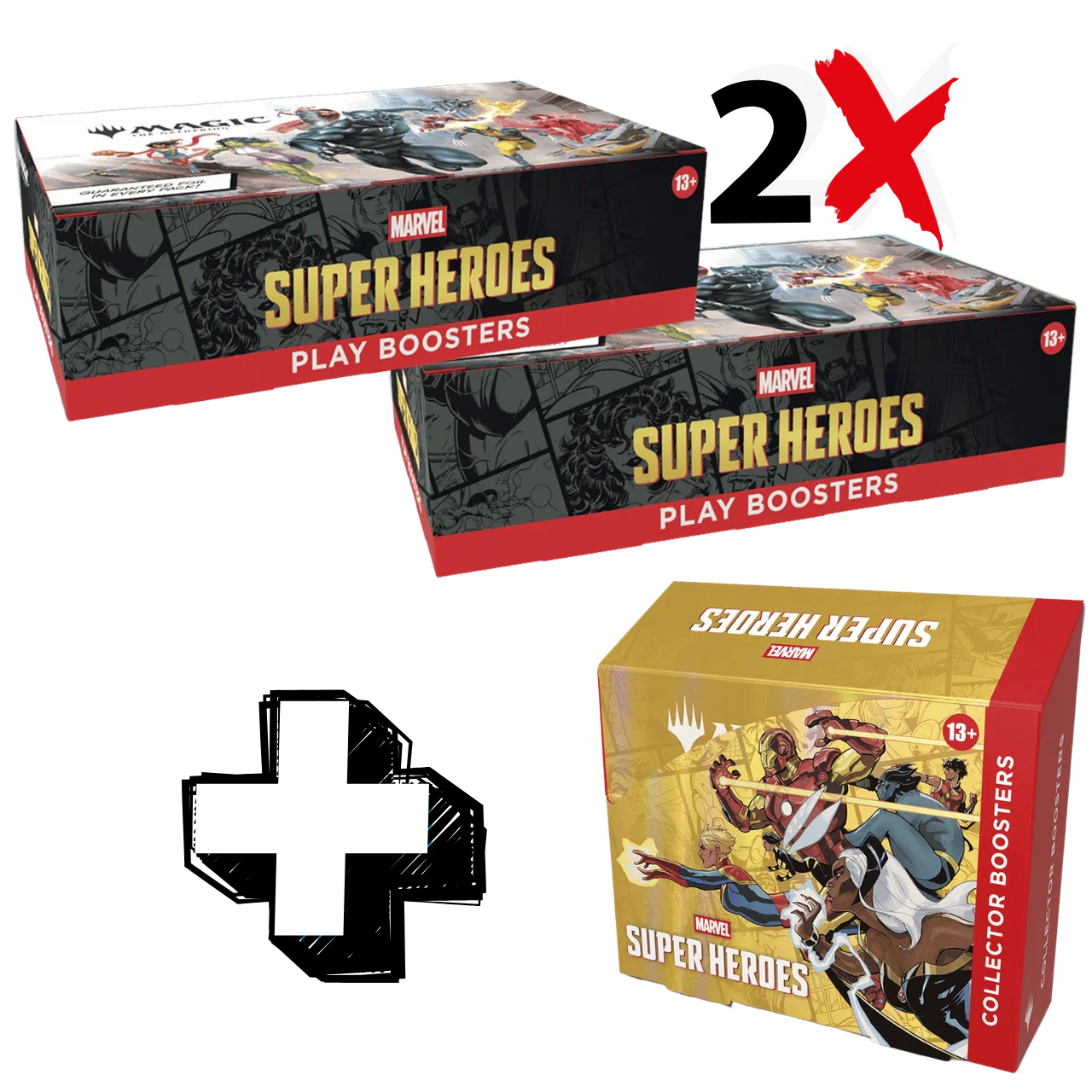 Magic The Gathering | Universes Beyond: Marvel Super Heroes Bundle Collector Booster Box + 2 Play Booster Boxes