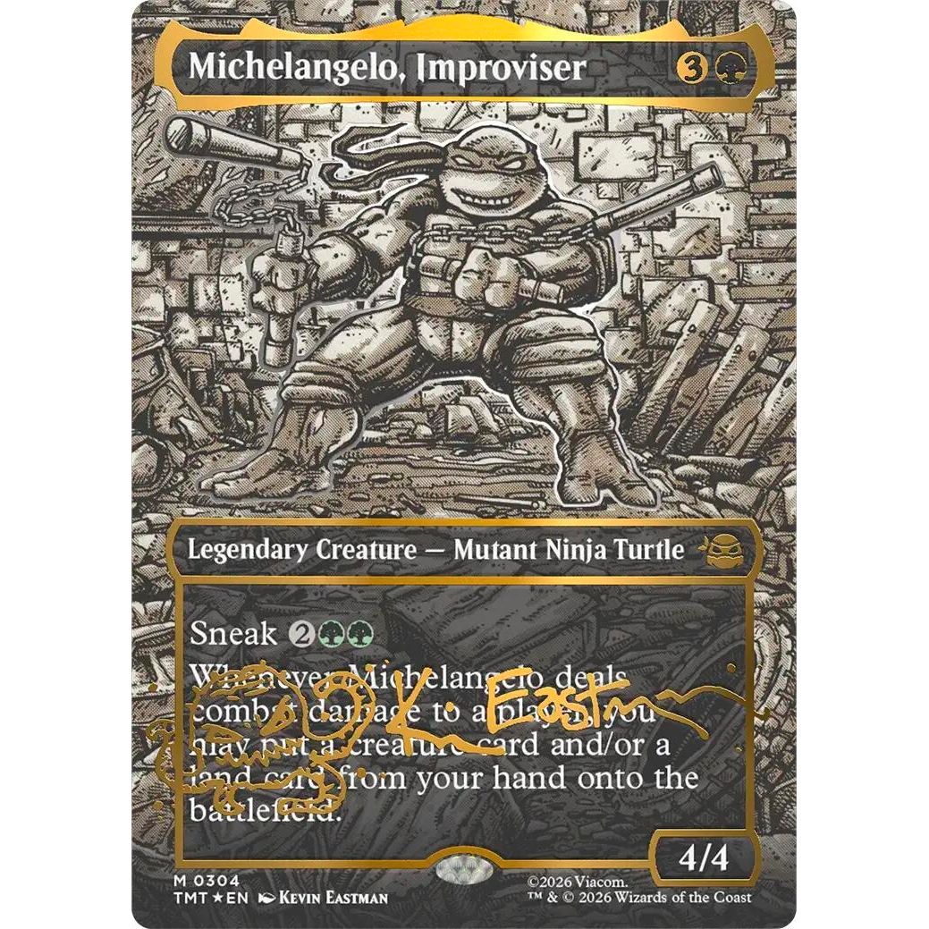 Michelangelo, Improviser (Borderless) (Gold-Stamped Signature) (304) (Teenage Mutant Ninja Turtles)