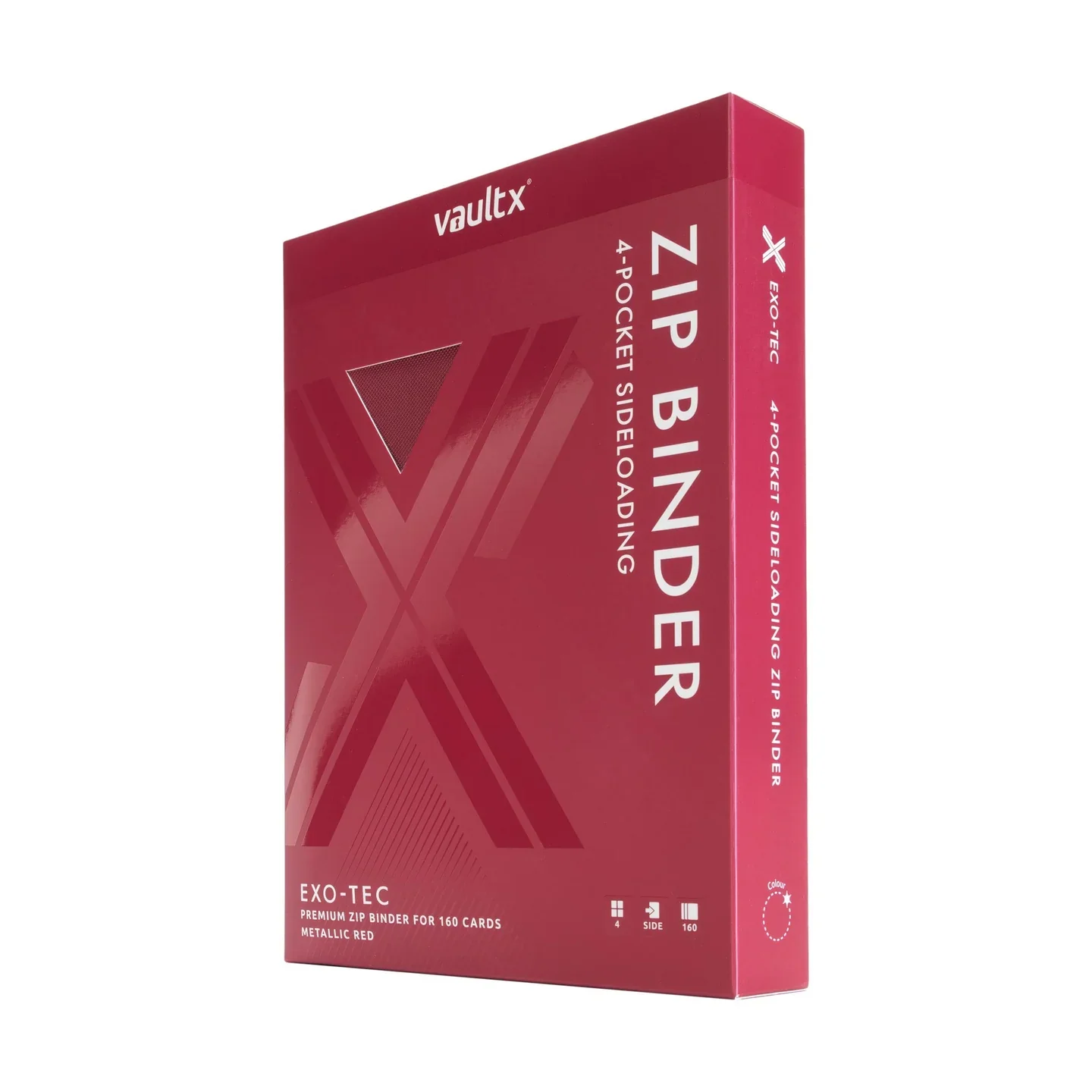 Vaultx - 4-Pocket Exo-Tec® Zip Binder - Metallic Red - Image 7