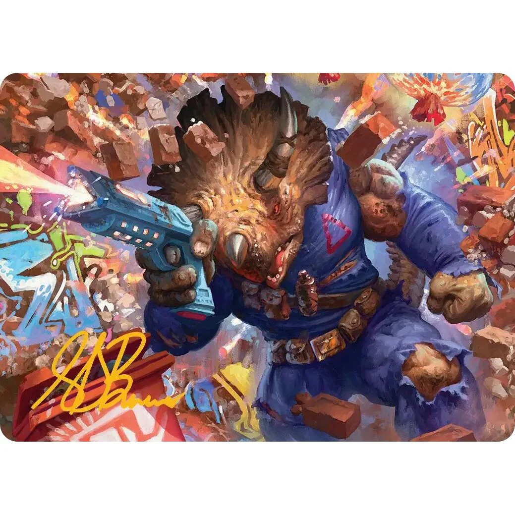 Zog, Triceraton Castaway Art Card (Gold-Stamped Signature) (12) (Teenage Mutant Ninja Turtles)